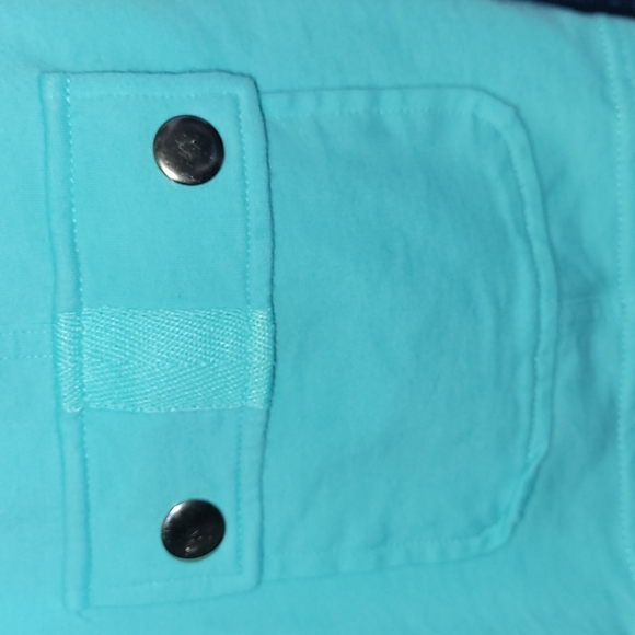 [EUC] Karen Scott Sport Aqua-Teal Snap-down Polo Jacket w/ Tab Sleeves & Pockets - Picture 5 of 12